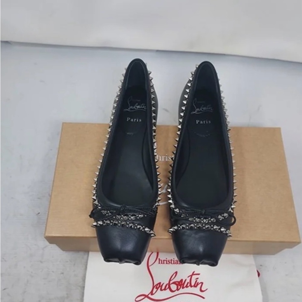 Christian Louboutin Black Spiked Flats